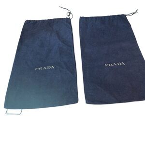 PAIR of Prada dark blue soft flannel shoe dust bags 8” x 14”